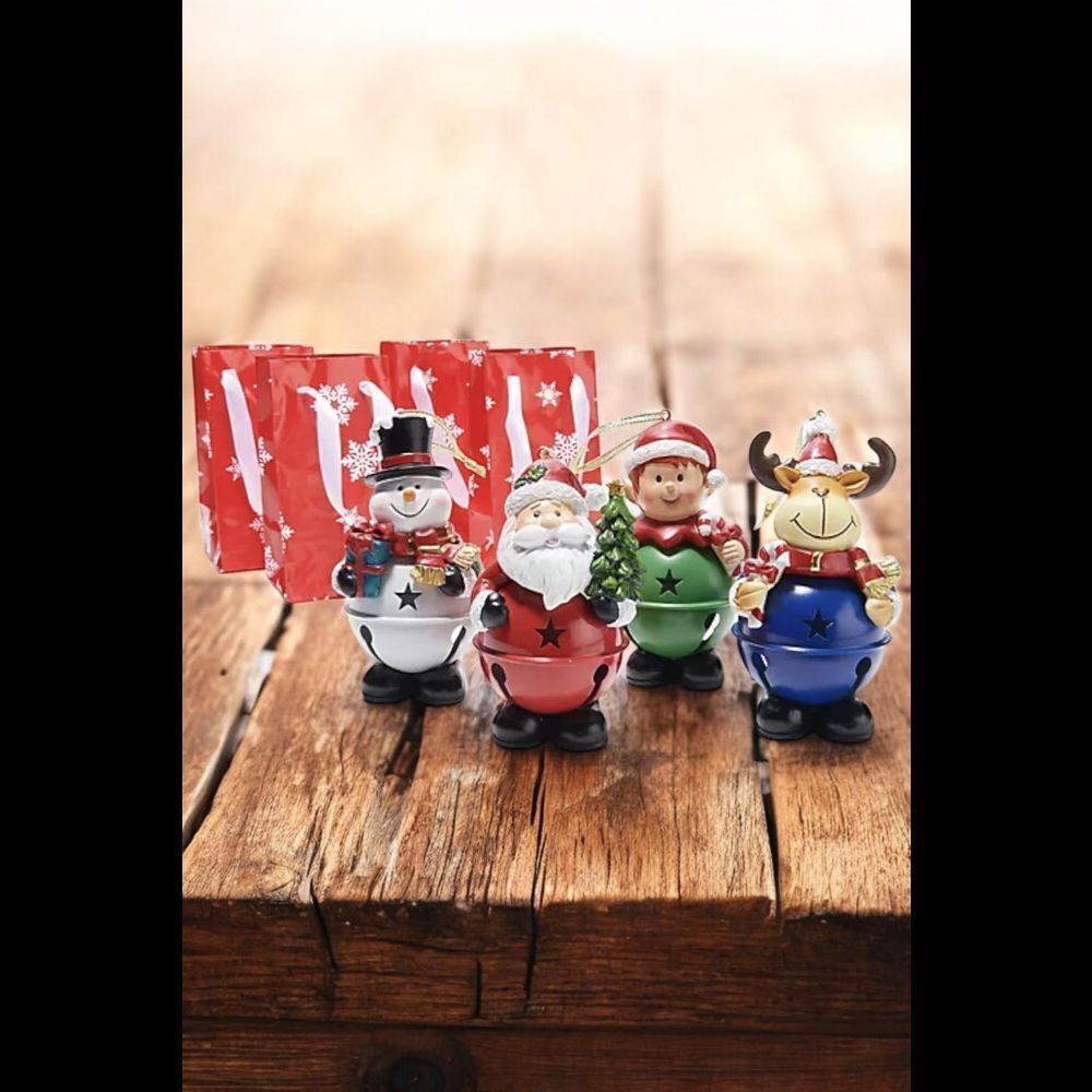 Kringle Express 4-Pack Holiday Friend Ornaments with Gift Bags